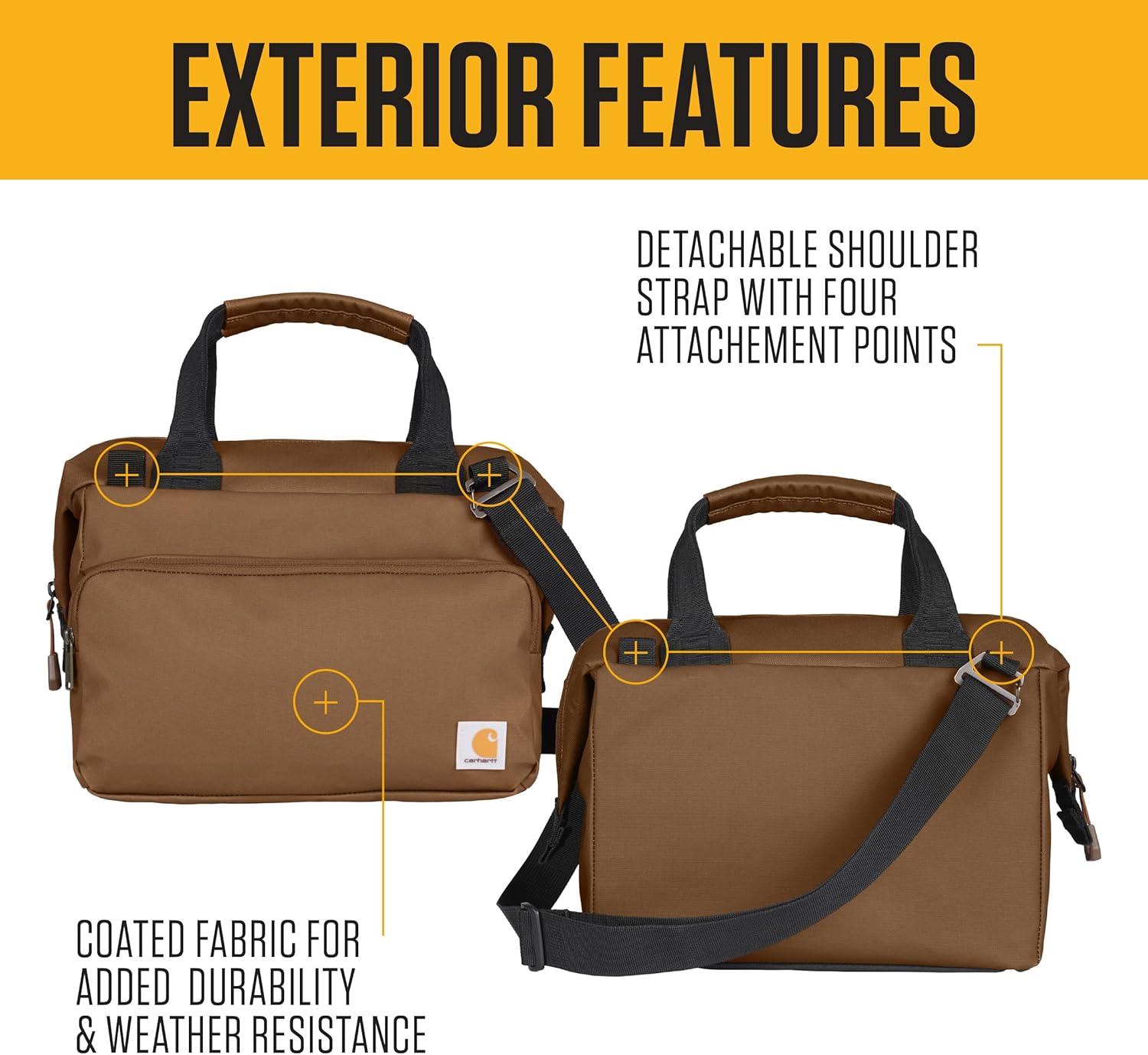 imageCarhartt Thick Foam Fully Insulated Cold Front Coolers Premium Ice Retention Durable Water Resistant Material WFront Zippered PocketOiled Walnut