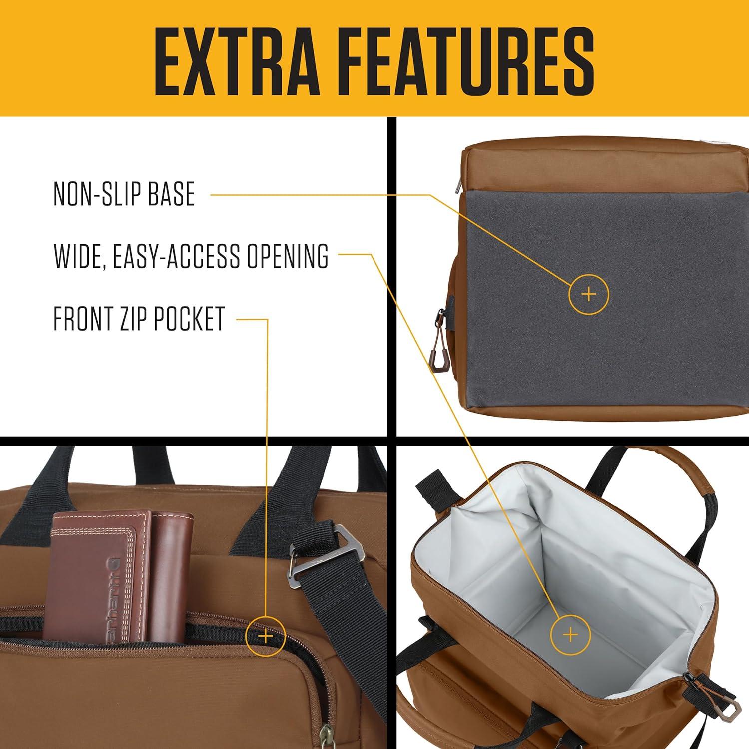 imageCarhartt Thick Foam Fully Insulated Cold Front Coolers Premium Ice Retention Durable Water Resistant Material WFront Zippered PocketOiled Walnut