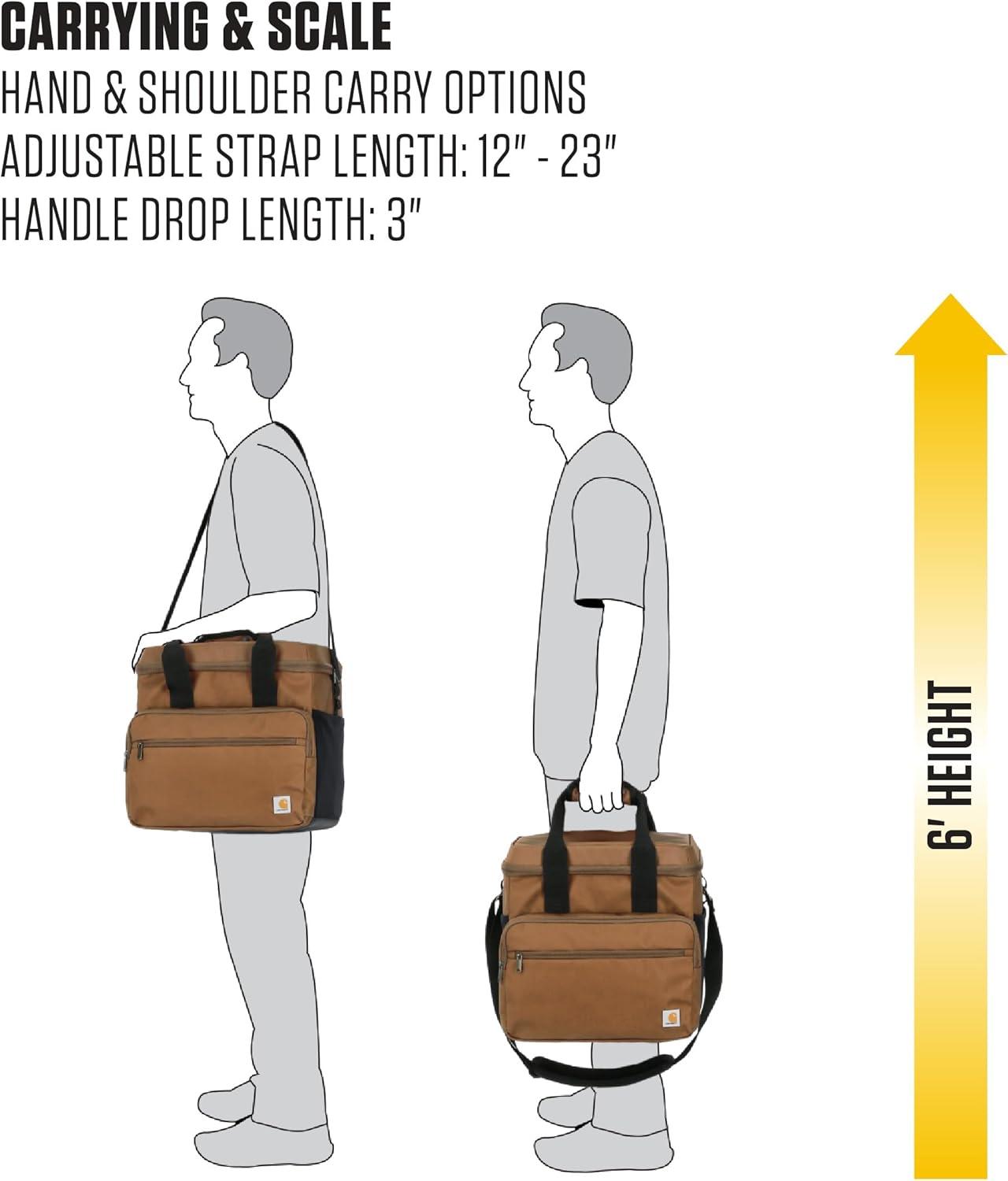 imageCarhartt Thick Foam Fully Insulated Cold Front Coolers Premium Ice Retention Durable Water Resistant Material WFront Zippered PocketOiled Walnut