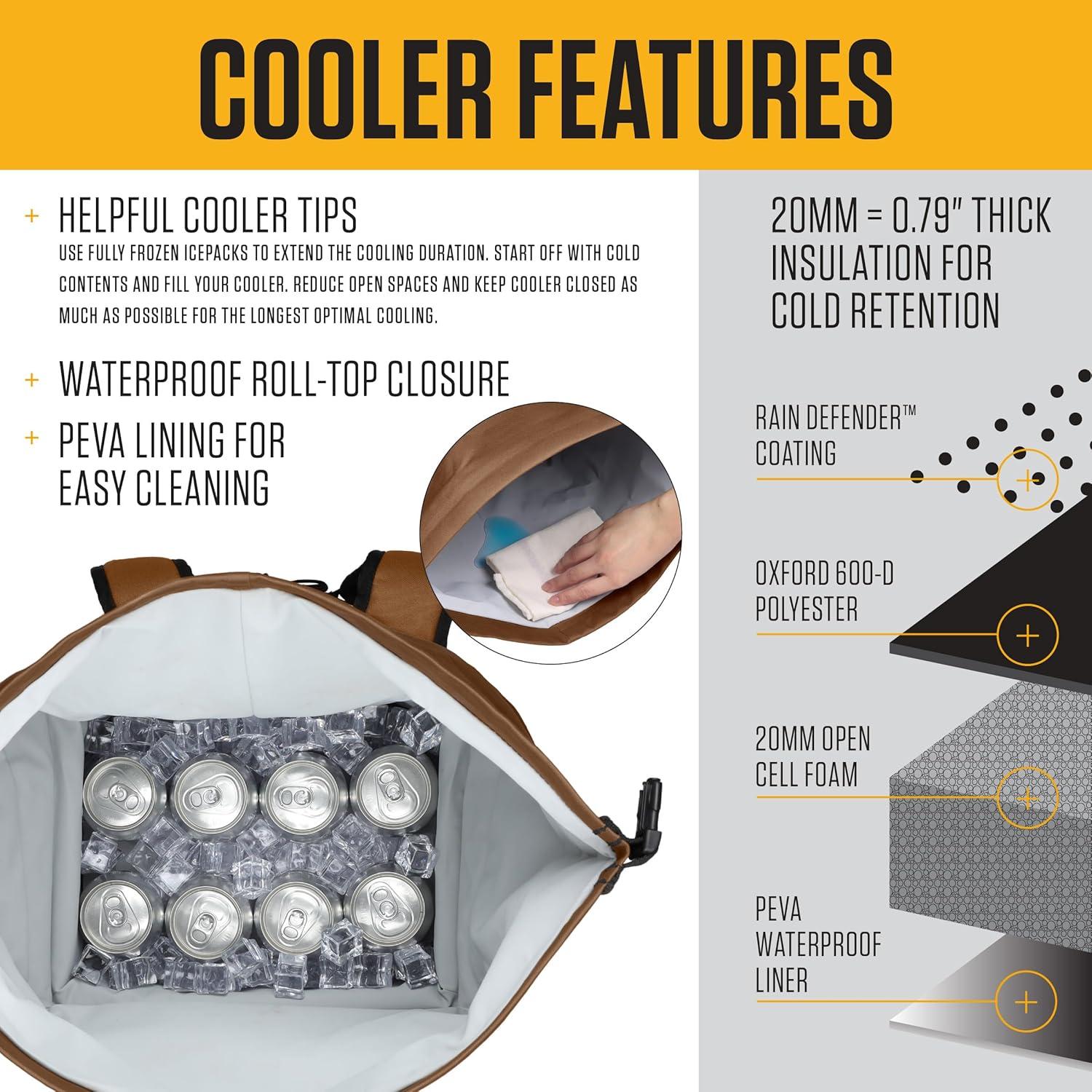 imageCarhartt Thick Foam Fully Insulated Cold Front Coolers Premium Ice Retention Durable Water Resistant Material WFront Zippered PocketOiled Walnut