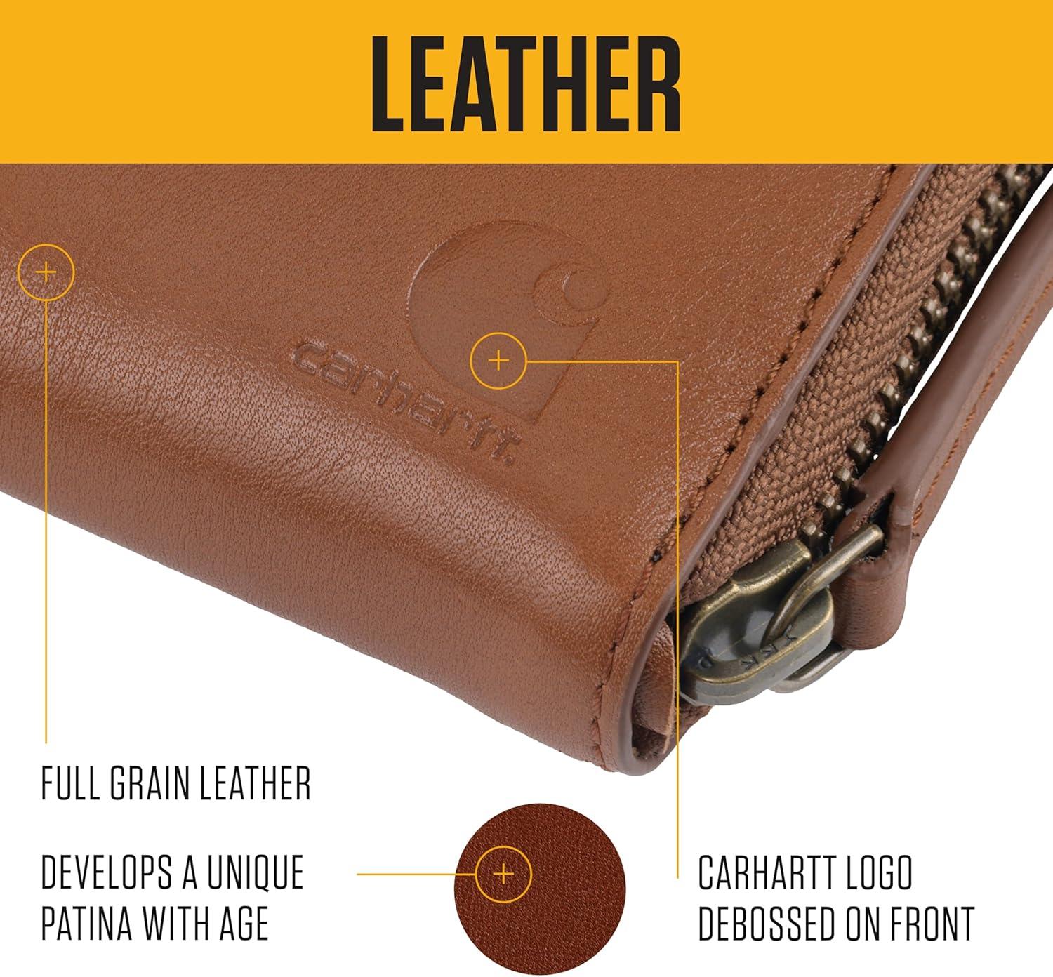 imageCarhartt Womens Casual Full Grain Leather Wallets Multiple Card and Cash Compartments for Easy AccessBlack