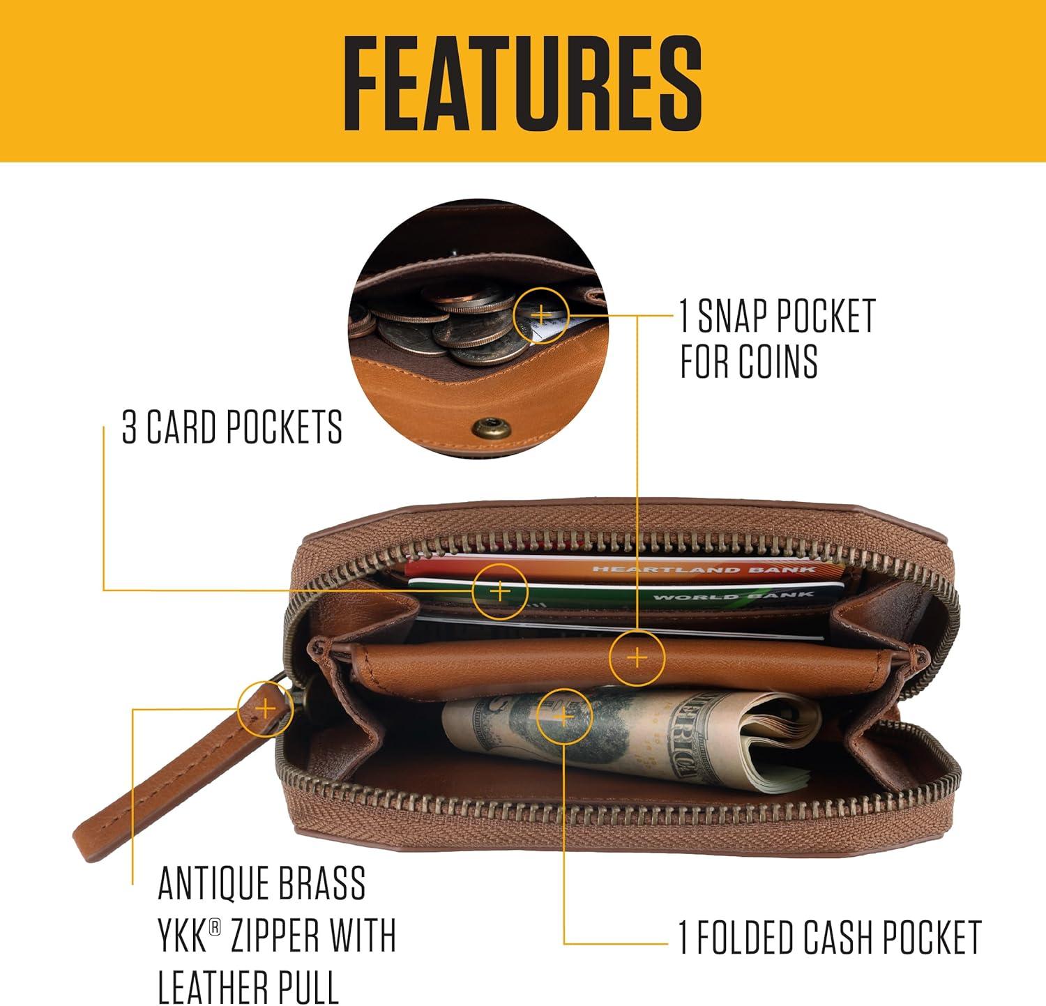 imageCarhartt Womens Casual Full Grain Leather Wallets Multiple Card and Cash Compartments for Easy AccessBlack