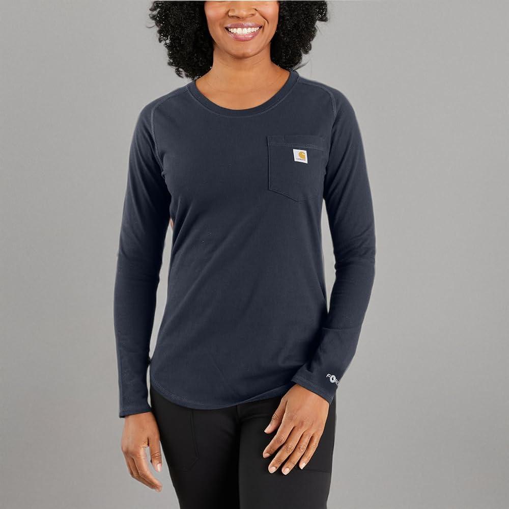 imageCarhartt Womens Force Relaxed Fit Midweight LongSleeve Pocket TShirtNavy