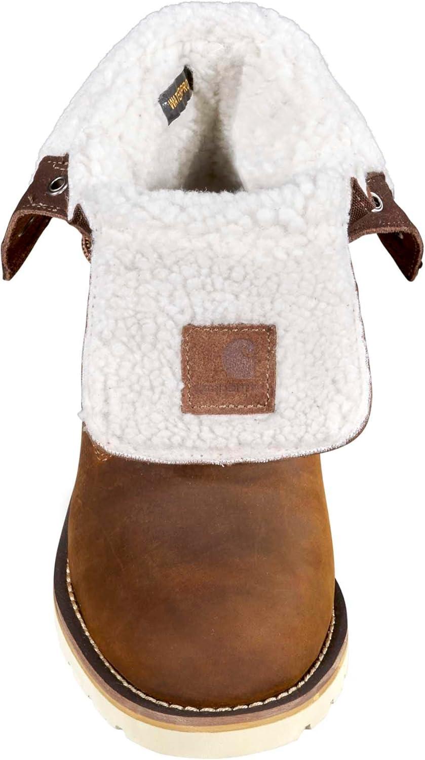 imageCarhartt Womens Waterproof Sherpa Lined Fold Down Winter Wedge BootBrown