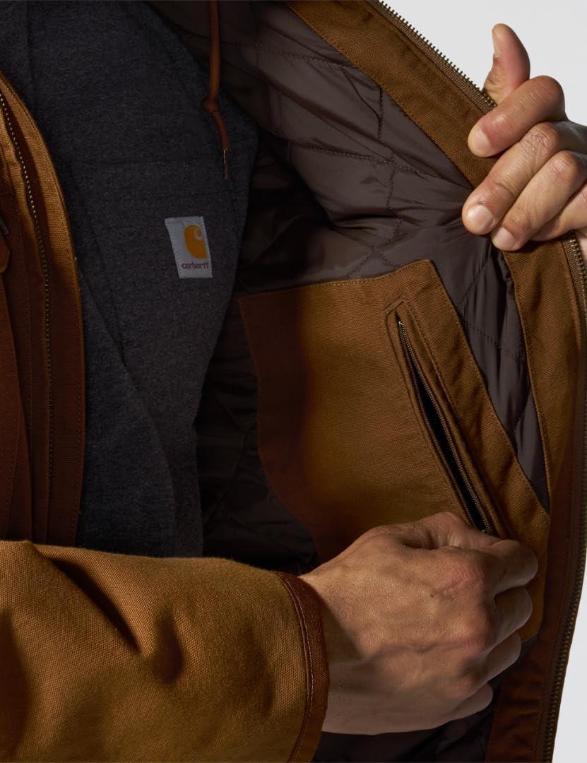 imageCarhartt mens Full Swing Loose Fit Washed Duck Insulated Active JacRed Duck