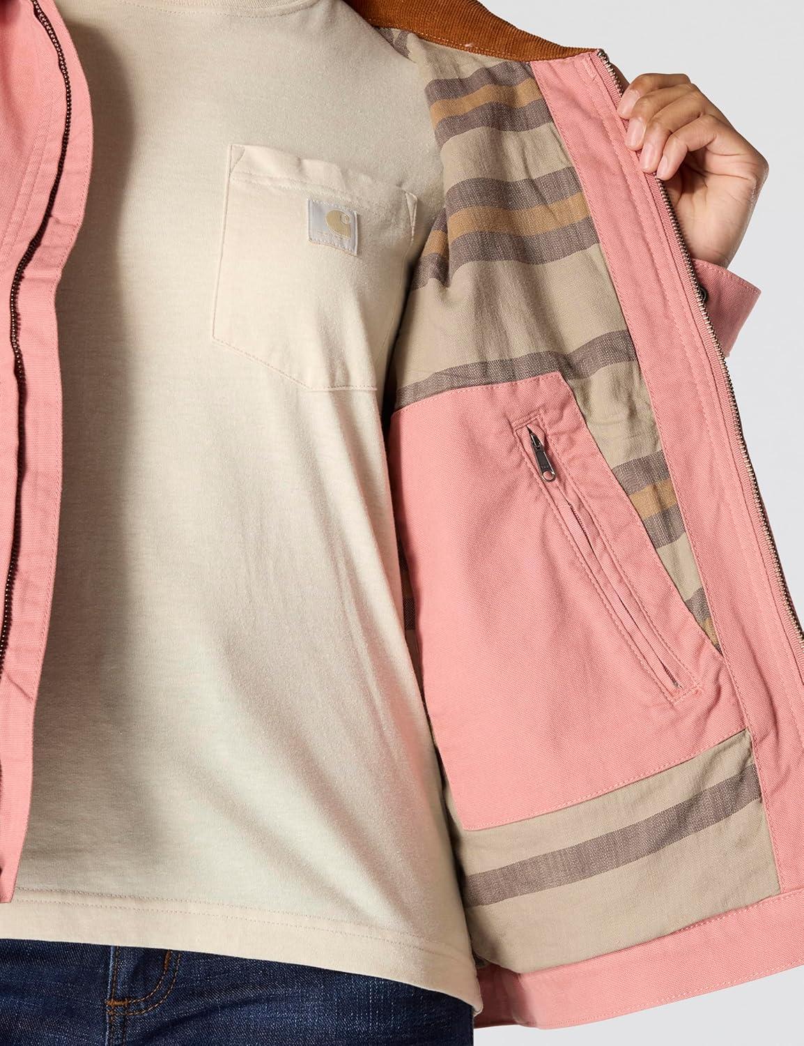 imageCarhartt womens Rugged Flex Loose Fit Canvas Detroit JacketRose Tint