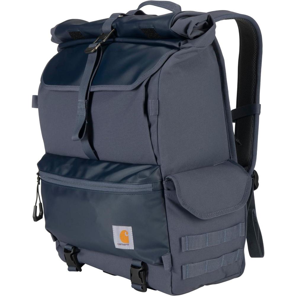 imageCarhartt 40L Nylon Roll Top Backpack HeavyDuty WaterResistant Material W 17quot Laptop Sleeve Carhartt BrownBluestone