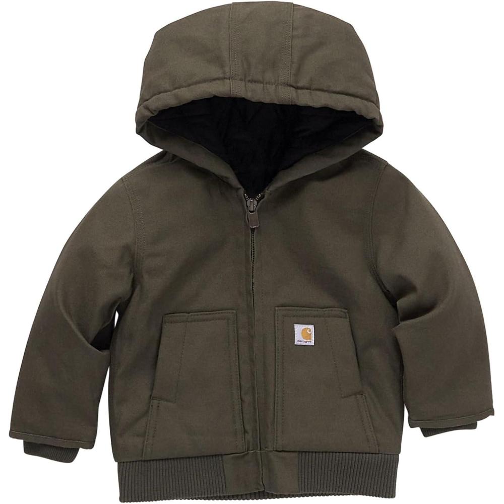 imageCarhartt Baby Boys Insulated Hooded Canvas Zipup JacketOlive Green