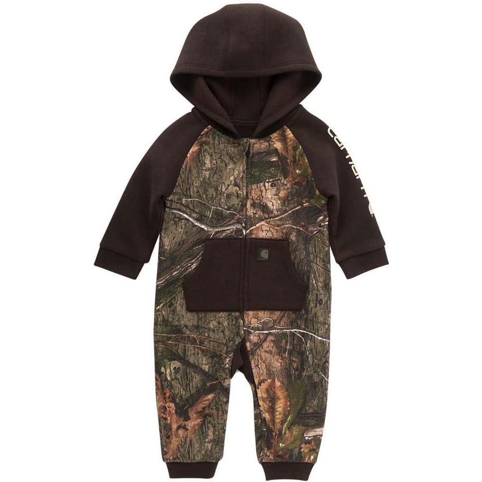 imageCarhartt Baby Boys LongSleeve Hooded ZipUp Footless OnePiece CoverallMossy Oak Country Dna Camo