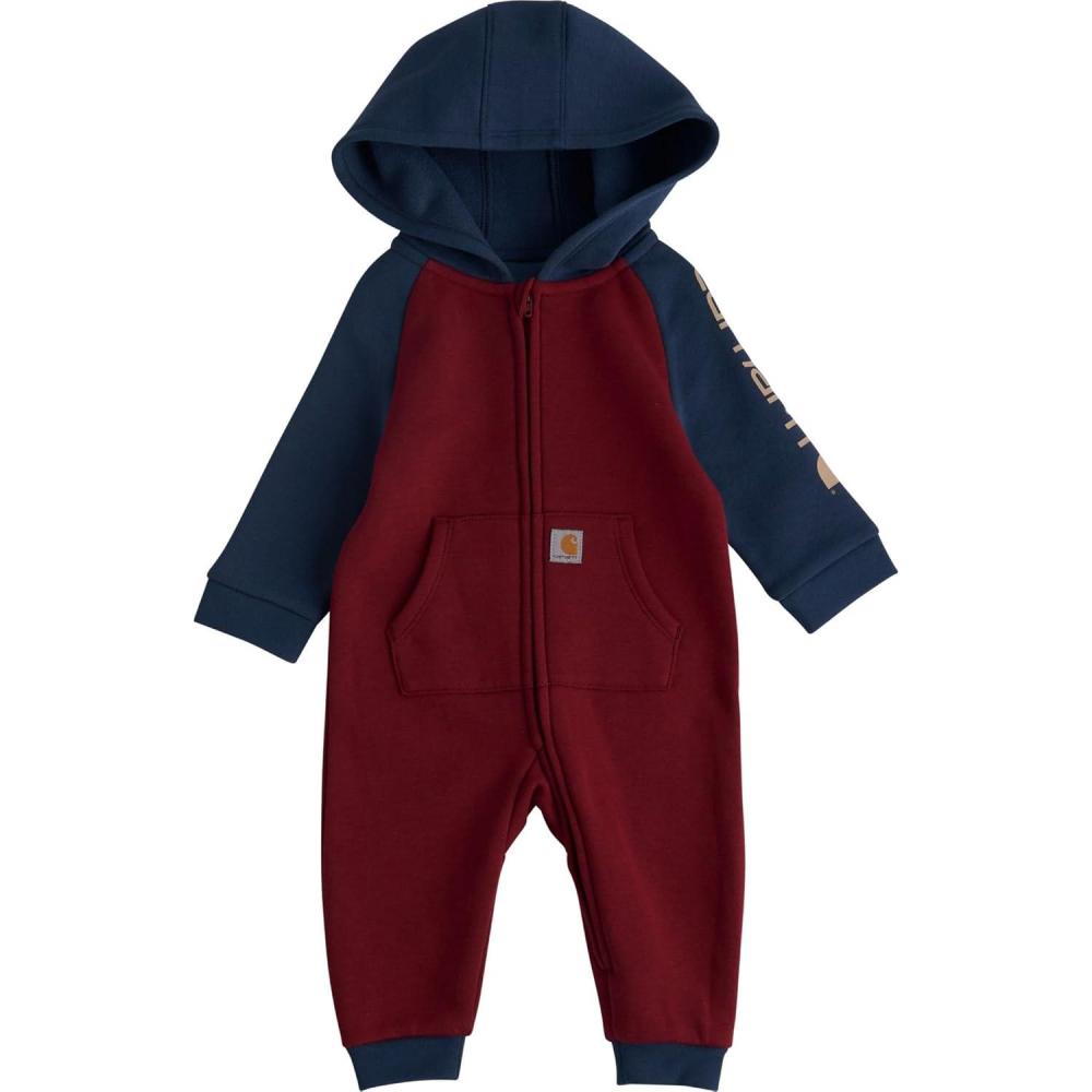 imageCarhartt Baby Boys LongSleeve Hooded ZipUp Footless OnePiece CoverallTibetian Red