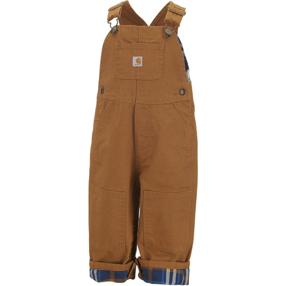 imageCarhartt Baby Boys Washed Canvas Flannel Lined Bib OverallCarhartt Brown