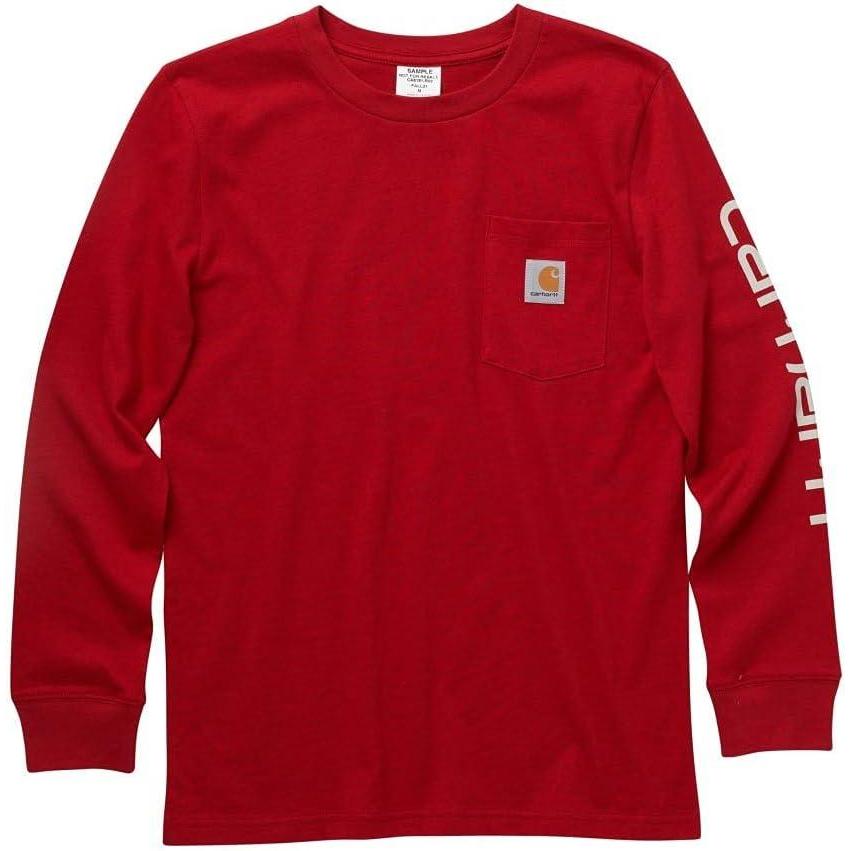 imageCarhartt Boys LongSleeve Logo Sleeve Pocket TShirtChili Pepper