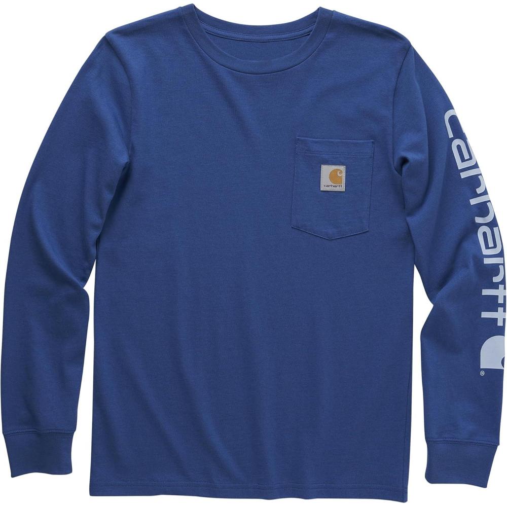 imageCarhartt Boys LongSleeve Logo Sleeve Pocket TShirtGalaxy Blue