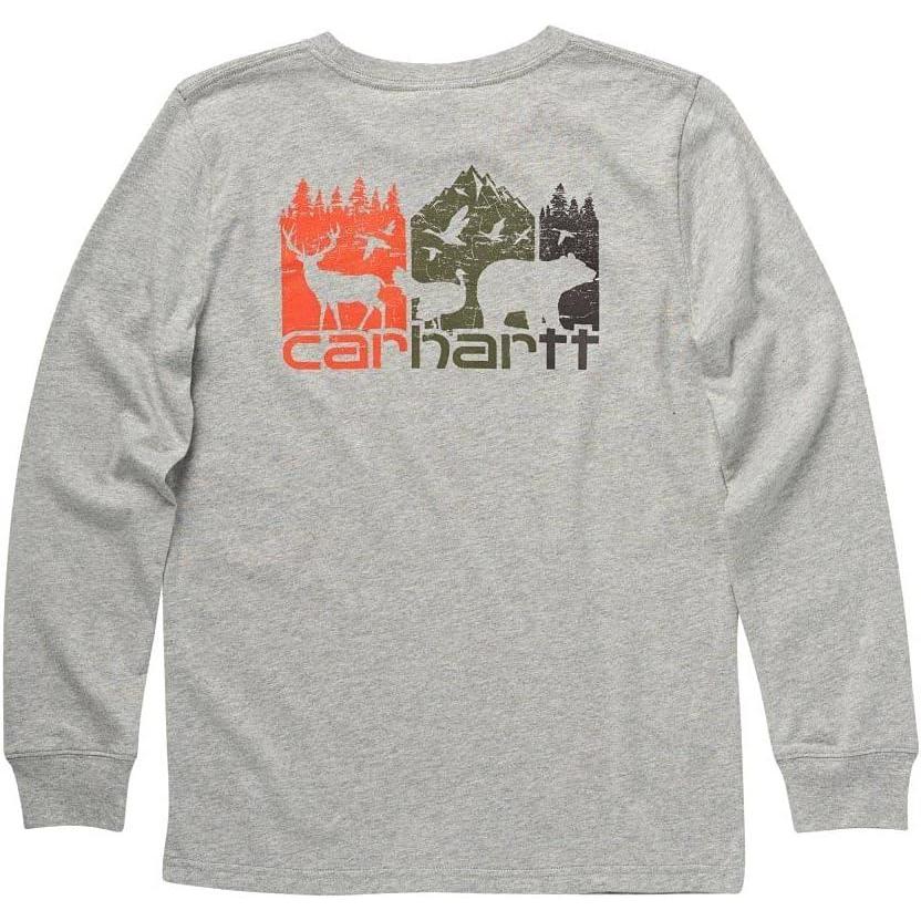 imageCarhartt Boys LongSleeve Logo Sleeve Pocket TShirtGrey Heather