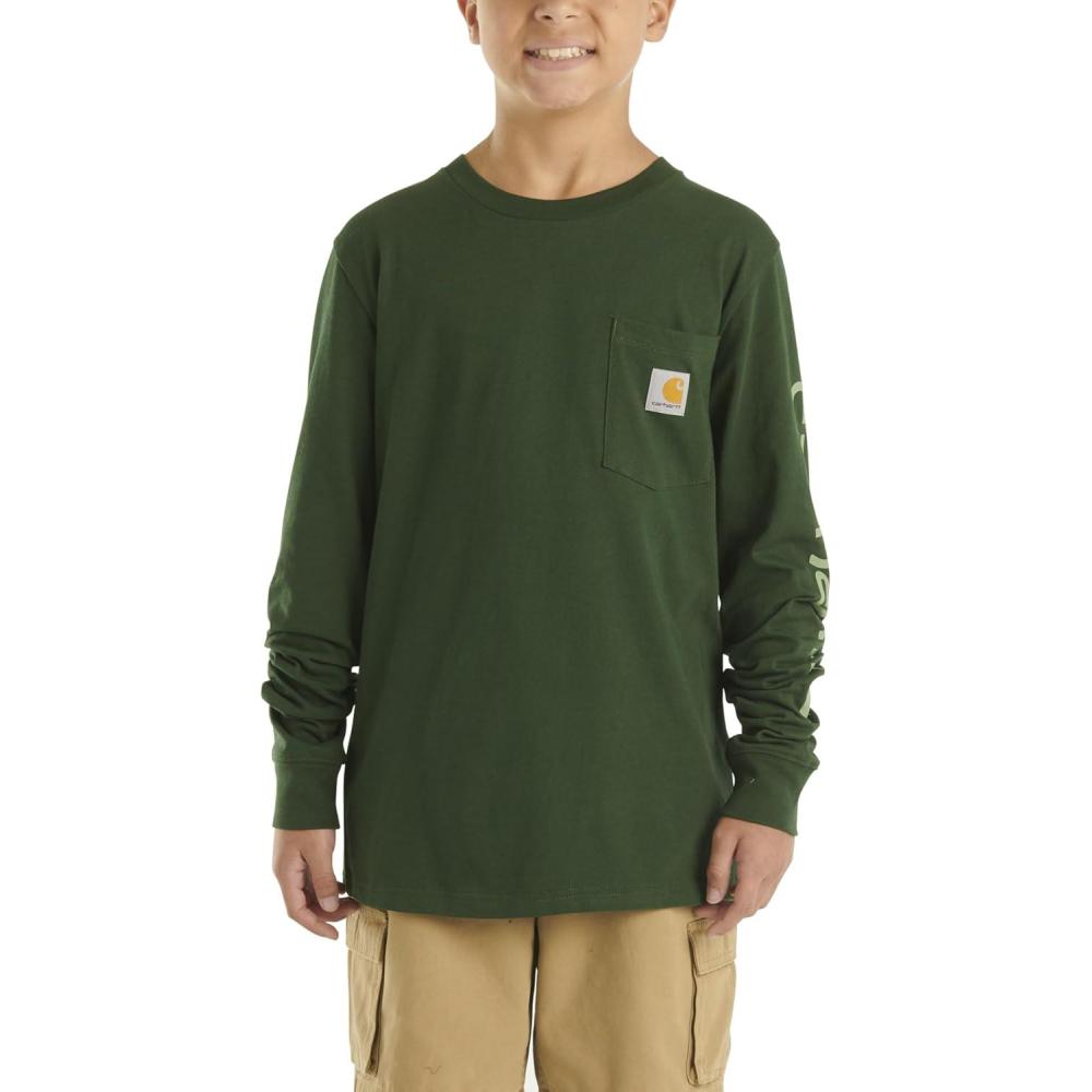imageCarhartt Boys LongSleeve Logo Sleeve Pocket TShirtMountain View