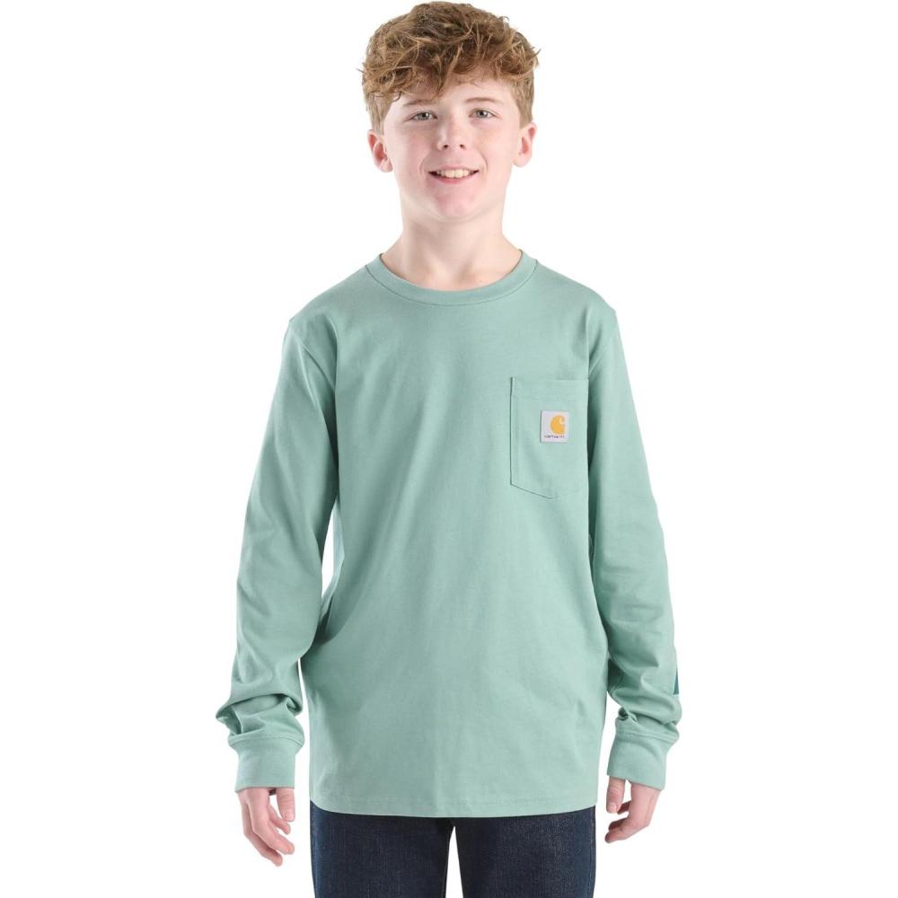 imageCarhartt Boys LongSleeve Logo Sleeve Pocket TShirtPatina