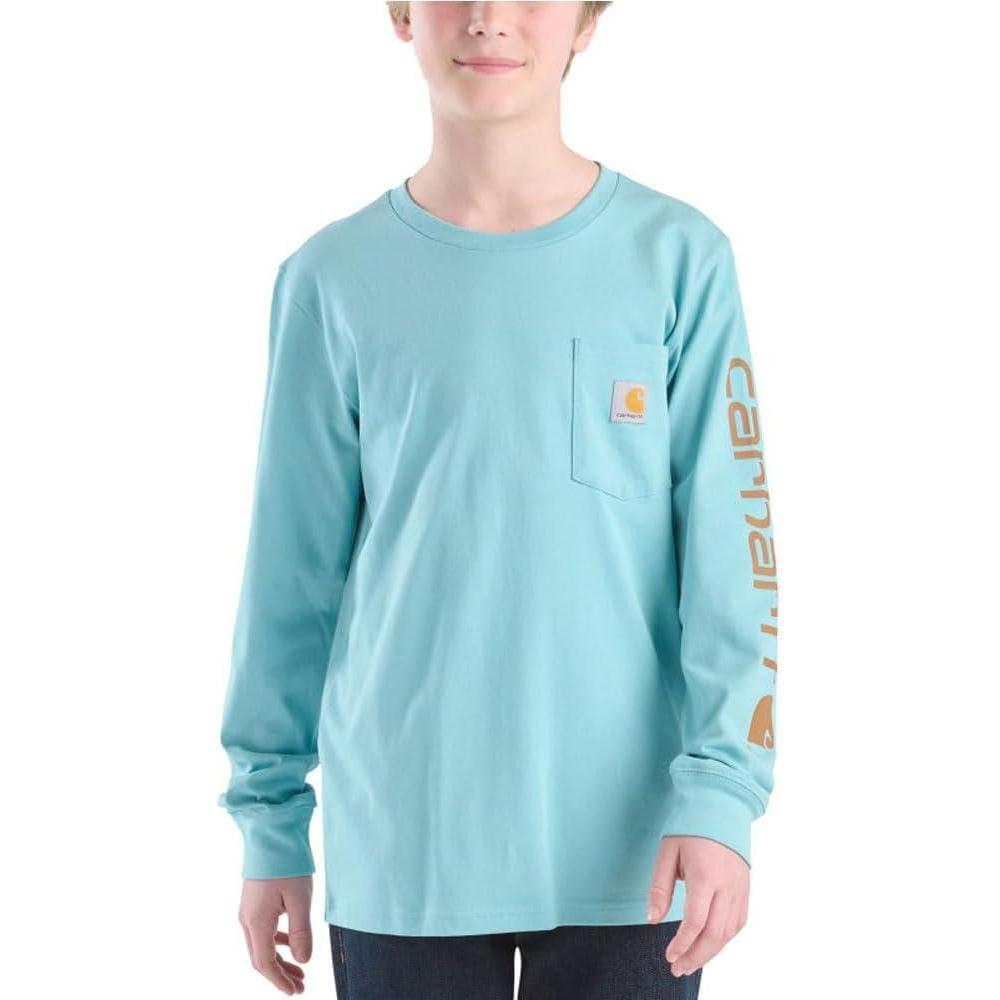imageCarhartt Boys LongSleeve Logo Sleeve Pocket TShirtStillwater