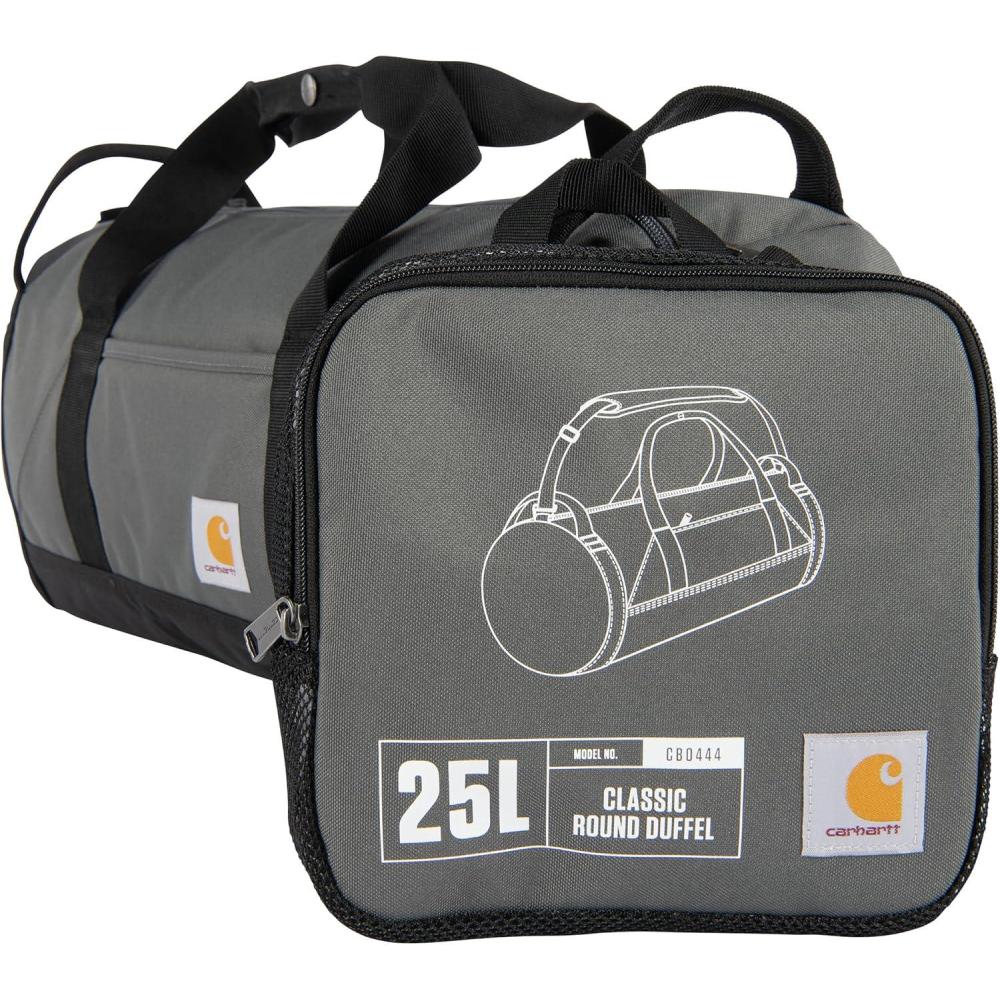 imageCarhartt Classic Round Duffel with Utility Pouch HeavyDuty WaterResistant Packable Gear Bag for Jobsite Gym and TravelGravel
