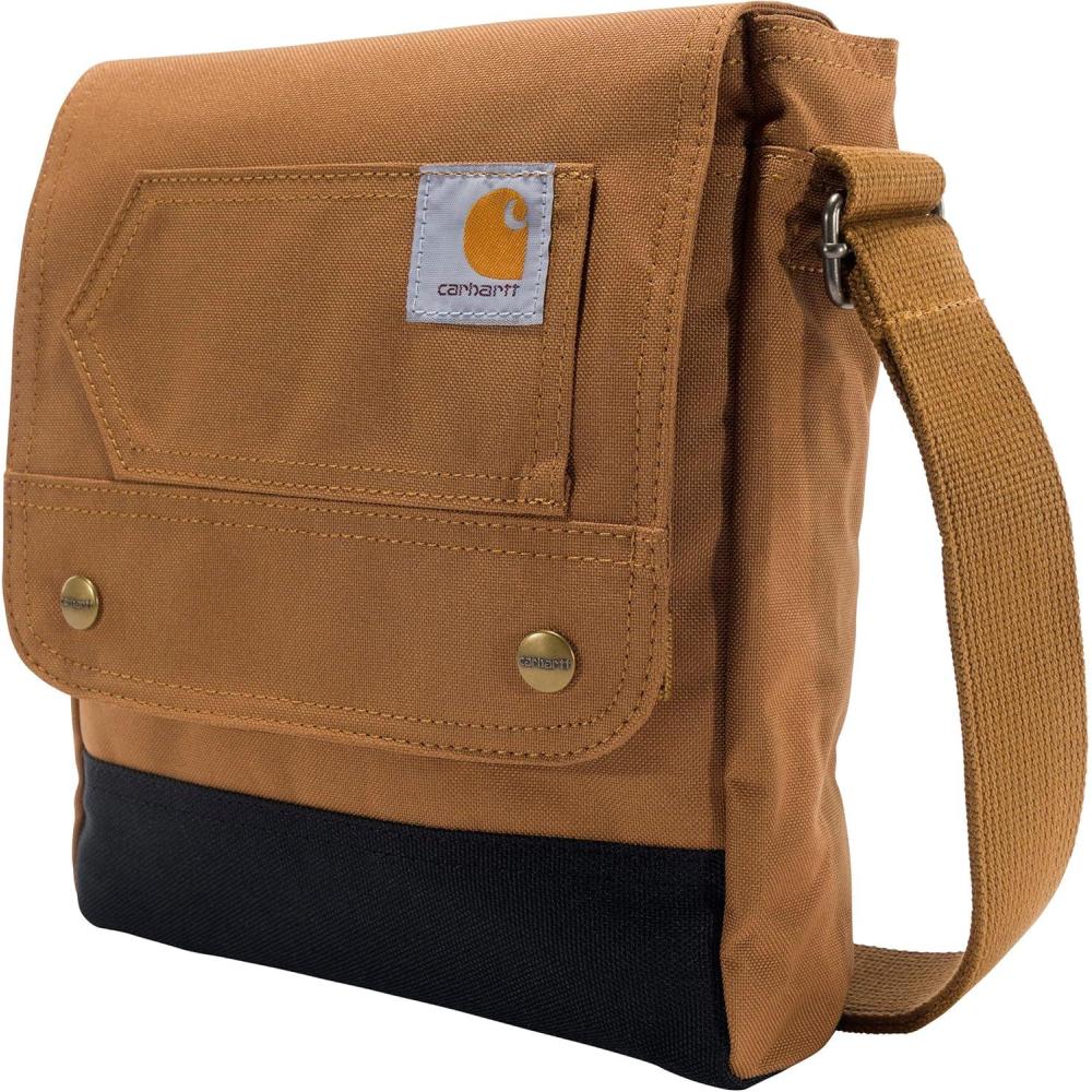 imageCarhartt Crossbody Snap Bag Durable Adjustable Crossbody Bag with Flap Over Snap ClosureCarhartt Brown