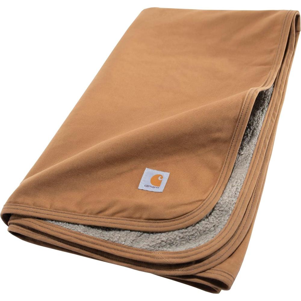 imageCarhartt Firm Duck SherpaLined Throw Blanket Reversible Pet Blanket Carhartt Brown FleeceCanvas