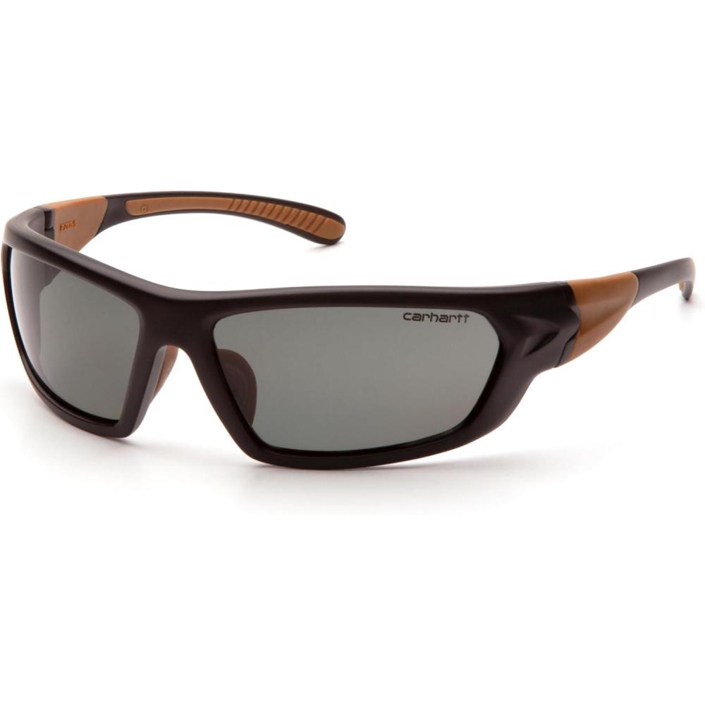 imageCarhartt Gear CHB291 Carbondale Antique Mirror Polarized Lens One Size Fits All BlackGray Polarized Lens BlackTan Frame