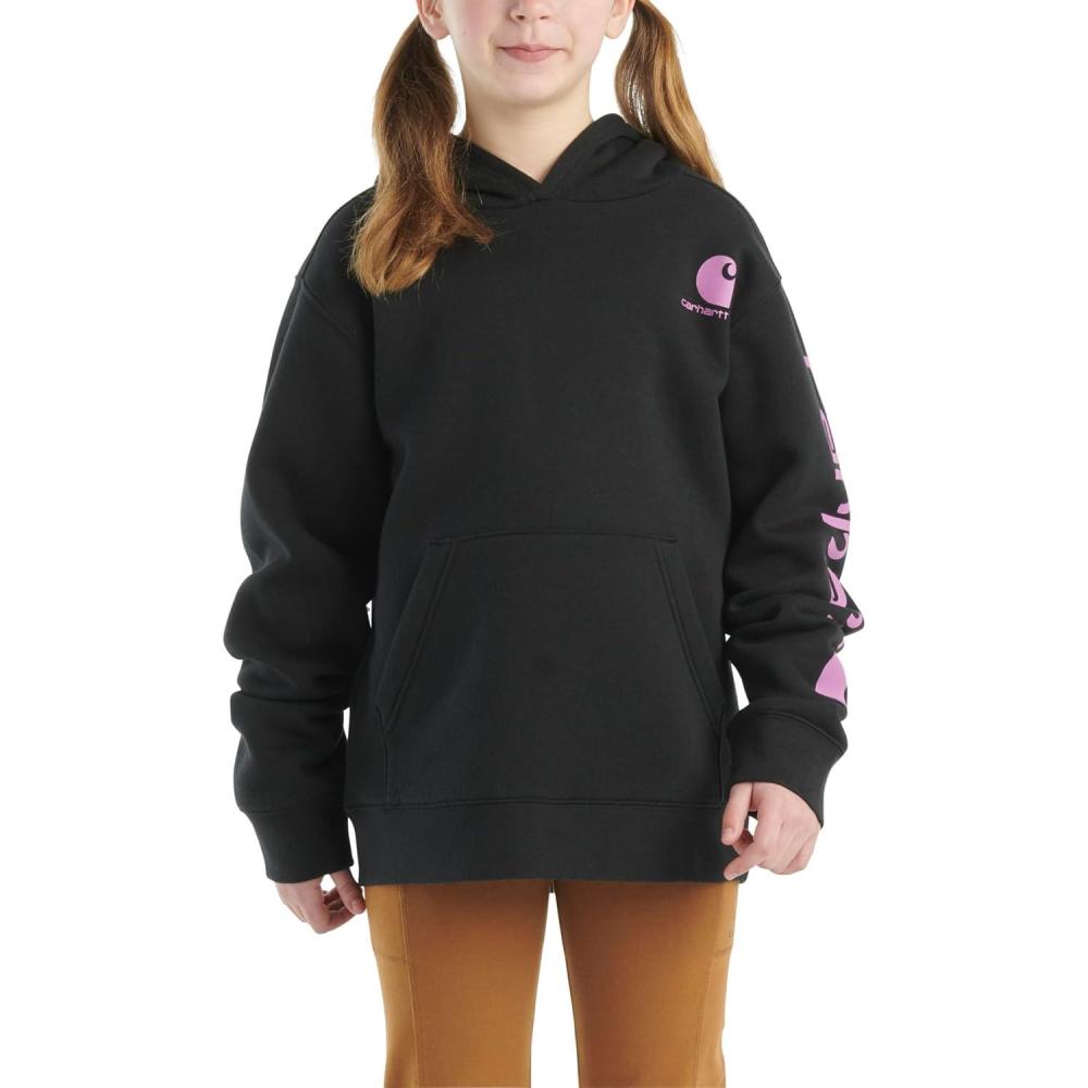 imageCarhartt Girls Hooded Pullover SweatshirtCaviar Black