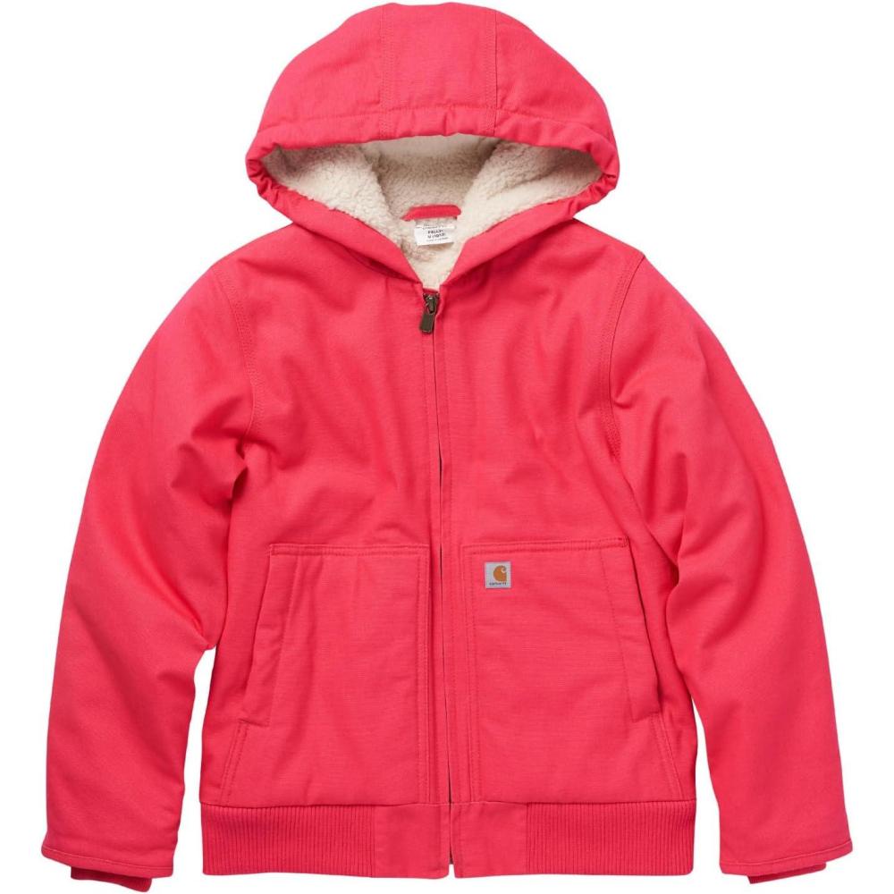 imageCarhartt Girls Zip Front Flannel Quilt Lined Hooded Active JacRaspberry