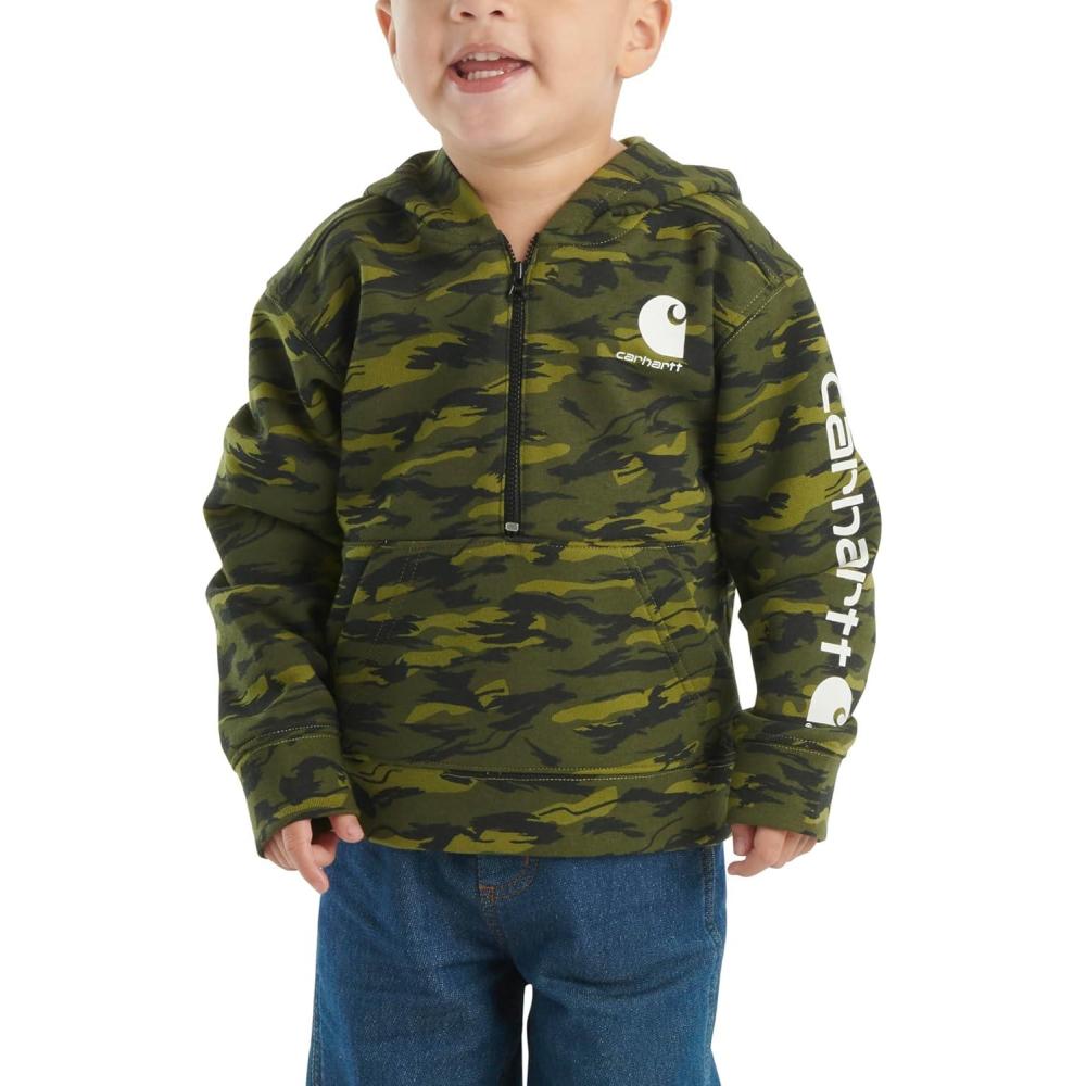 imageCarhartt Kids CA6273 LongSleeve HalfZip Sweatshirt BoysGreen Camo
