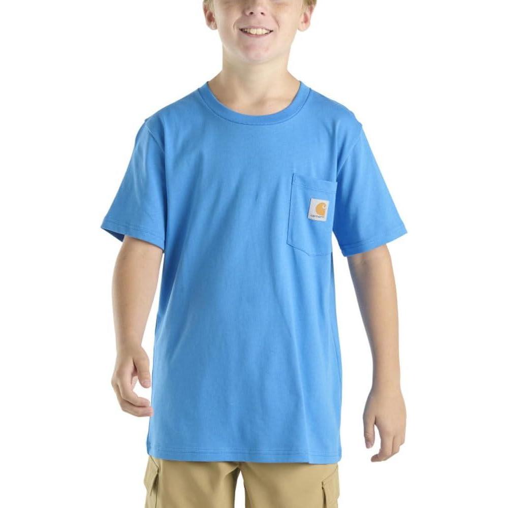 imageCarhartt Kids CA6655 ShortSleeve Pocket TShirt UnisexBright Blue
