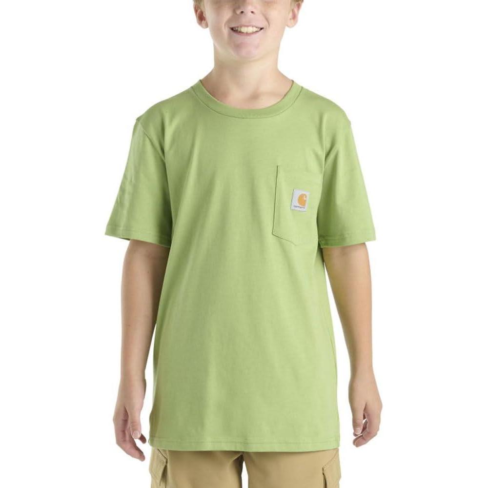 imageCarhartt Kids CA6655 ShortSleeve Pocket TShirt UnisexBright Light Green