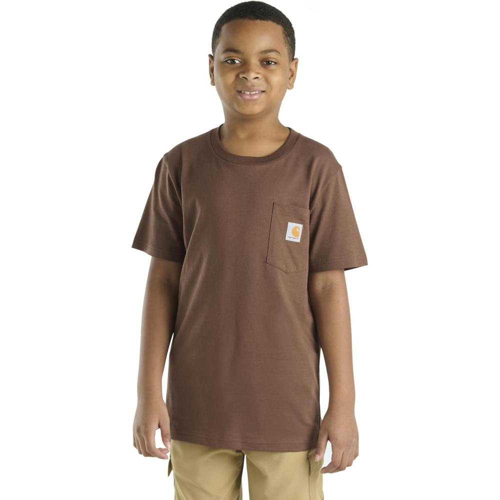 imageCarhartt Kids CA6655 ShortSleeve Pocket TShirt UnisexMed Brown