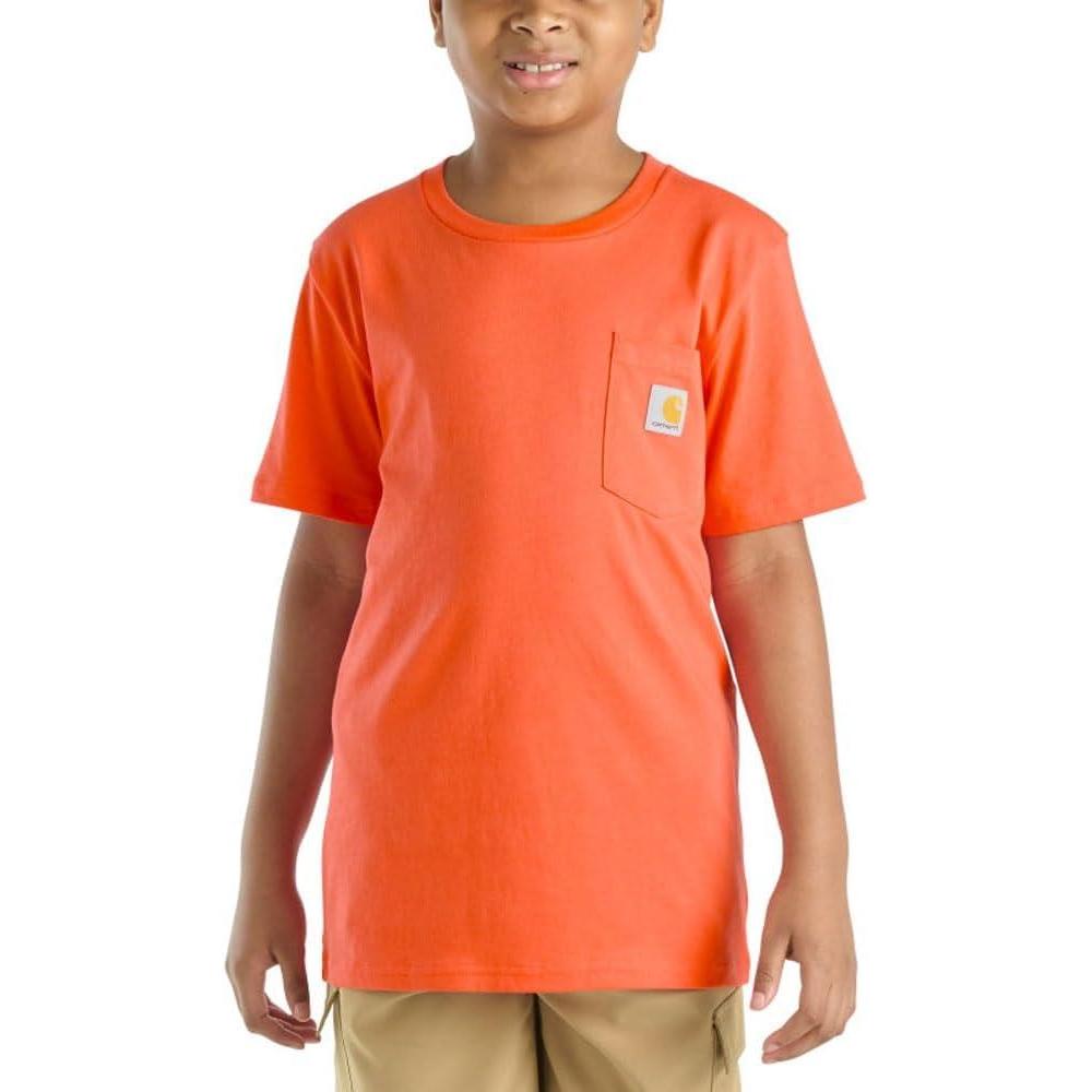 imageCarhartt Kids CA6655 ShortSleeve Pocket TShirt UnisexMed Orange