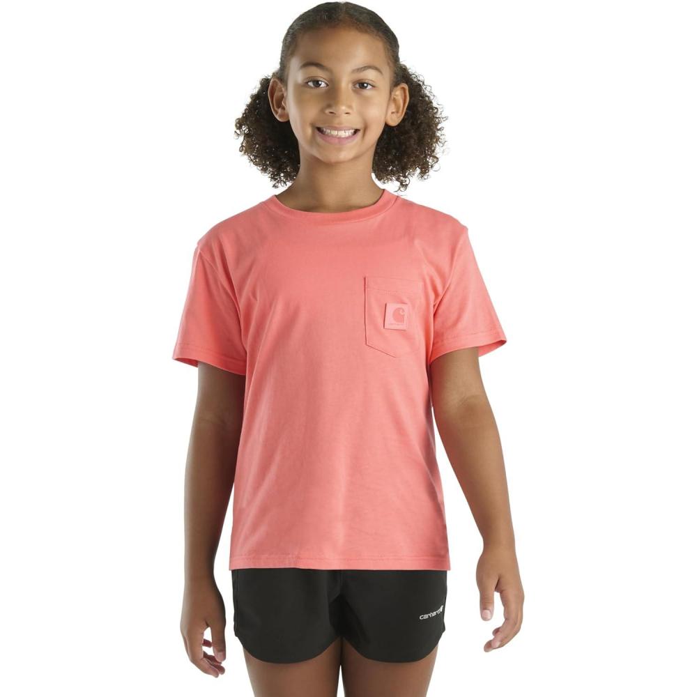 imageCarhartt Kids CA7109 ShortSleeve Tonal Patch Pocket TShirt  GirlsDubarry
