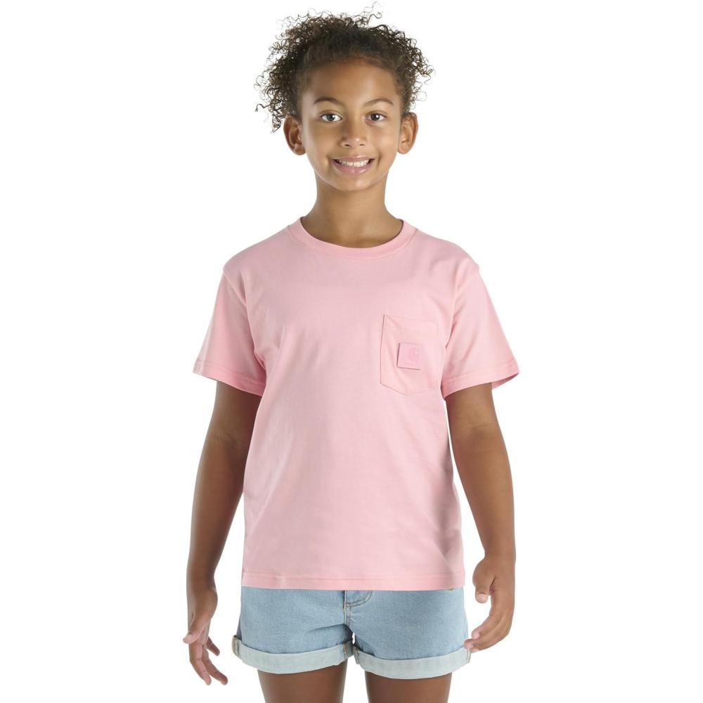 imageCarhartt Kids CA7109 ShortSleeve Tonal Patch Pocket TShirt  GirlsPeony