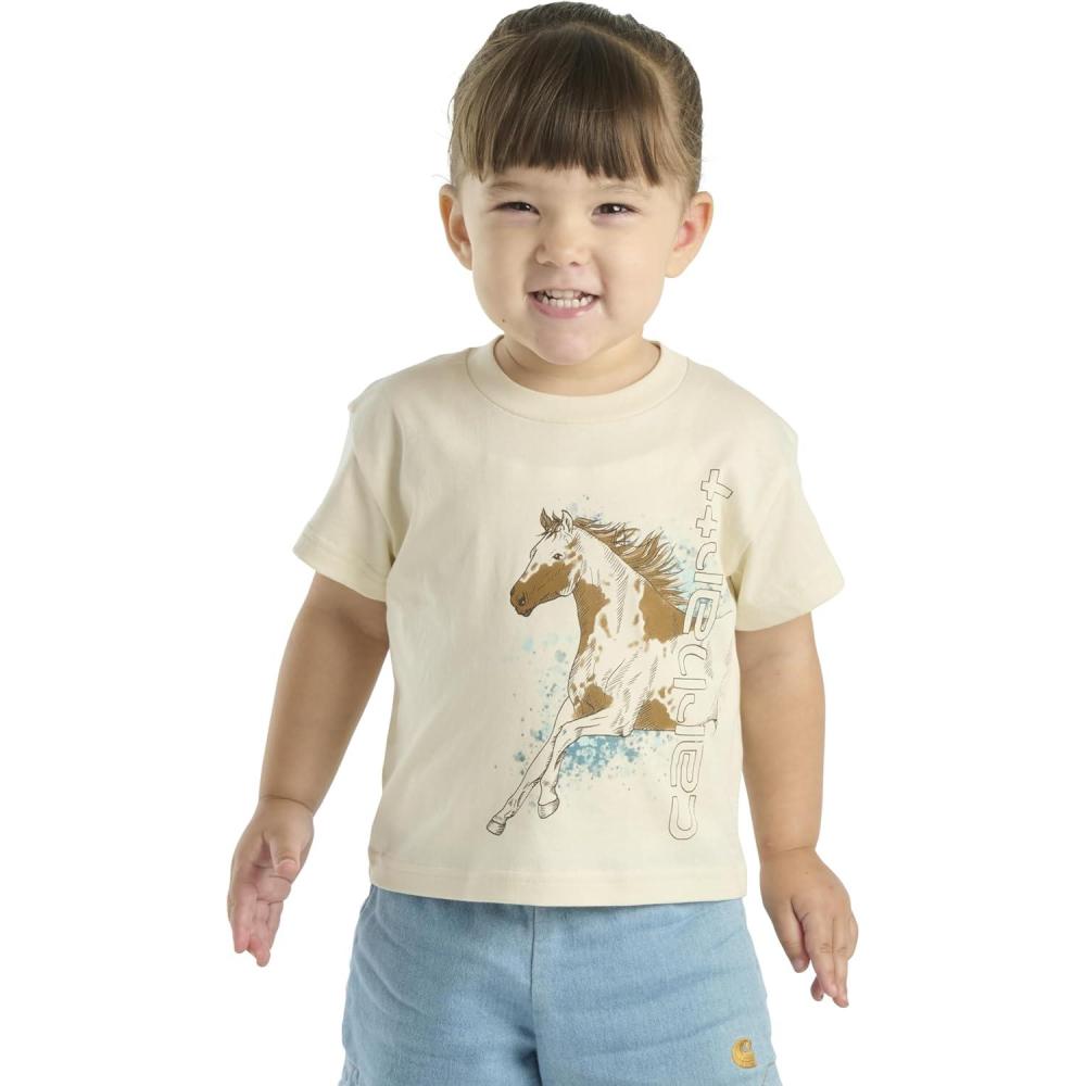 imageCarhartt Kids CA7115 ShortSleeve Dog TShirt  GirlsLight Beige