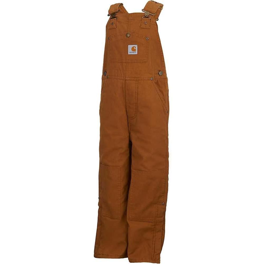 imageCarhartt Kids CM8603 Washed Duck Bib Overall  BoysCarhartt Brown Duck  Lined
