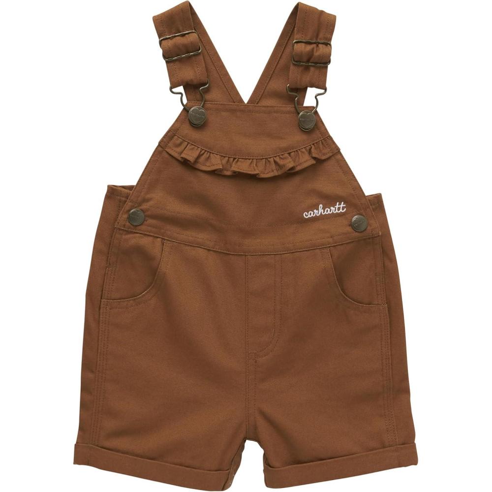 imageCarhartt Kids CM9748 Canvas Ruffle Front Shortall  GirlsCarhartt Brown
