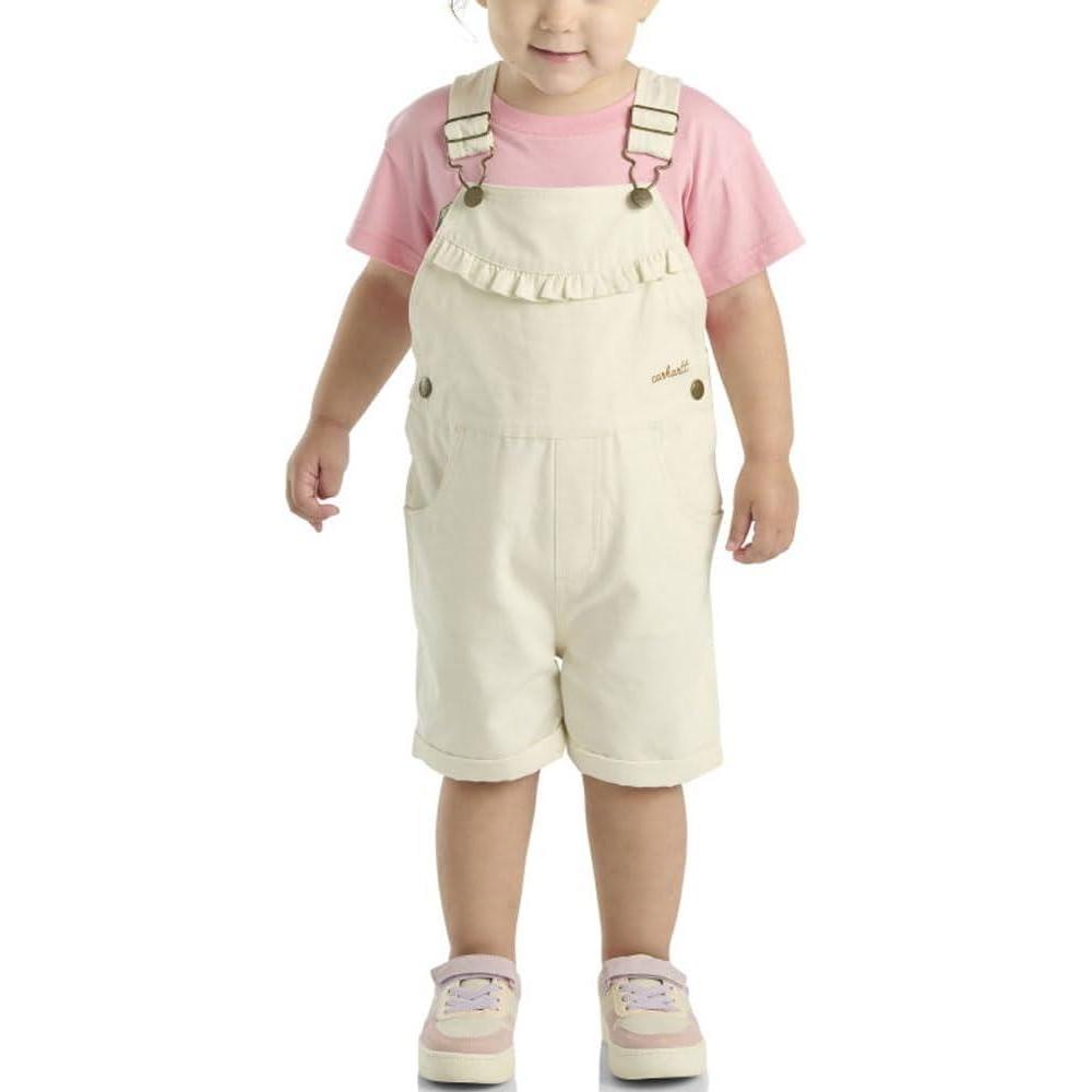 imageCarhartt Kids CM9748 Canvas Ruffle Front Shortall  GirlsLight Beige