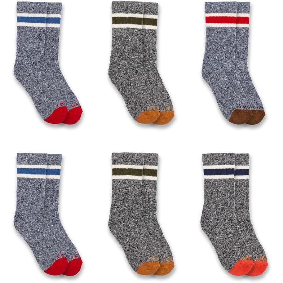 imageCarhartt Kids SC0146J Boys Midweight Camp Crew Sock 6PackAssorted 1