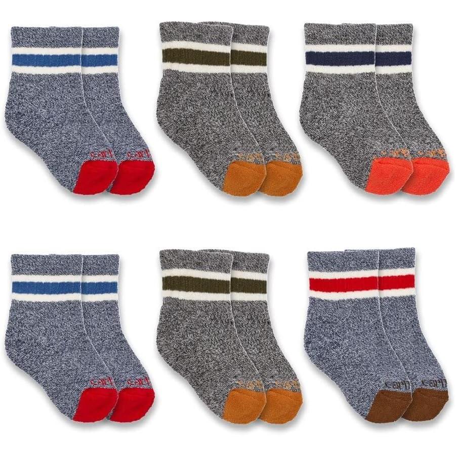 imageCarhartt Kids SC0146J Boys Midweight Camp Crew Sock 6PackAssorted 1 Multi