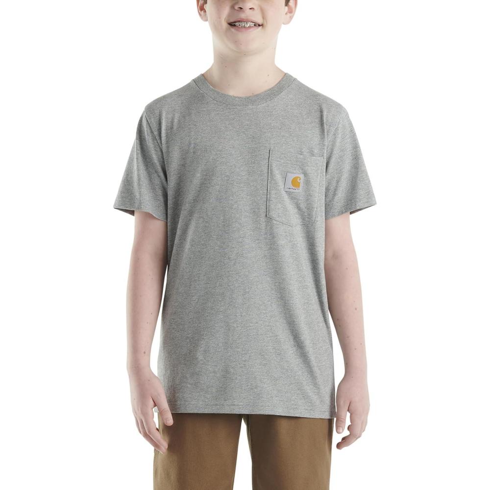 imageCarhartt Kids Short Sleeve Pocket TShirt Tee ShirtCharcoal Heather Grey