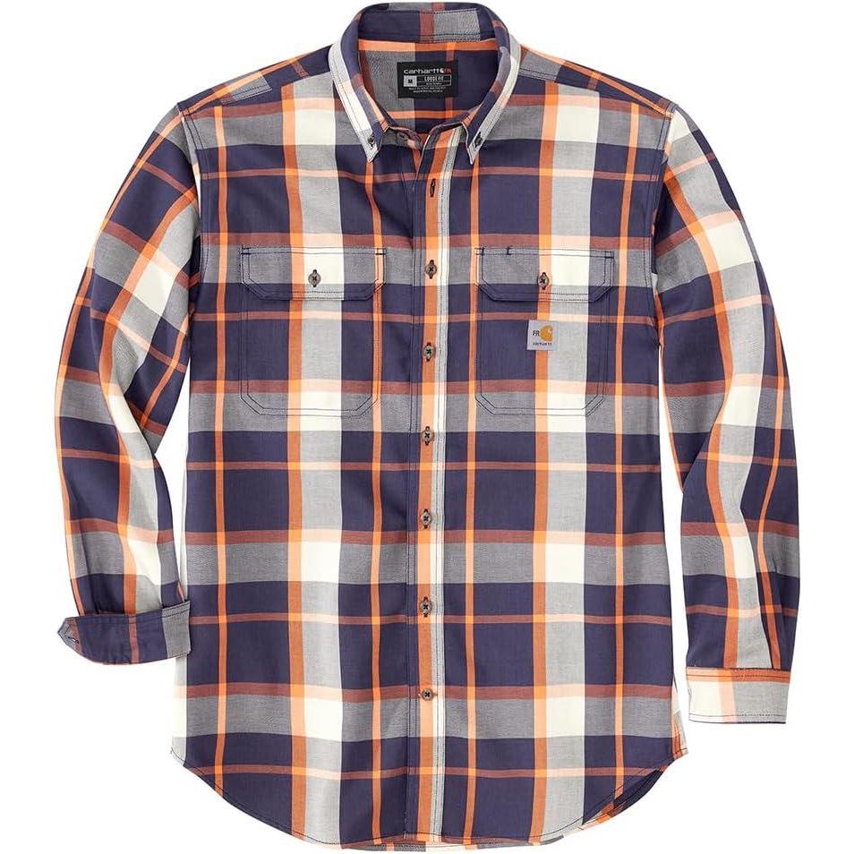 imageCarhartt Mens 104507 FlameResistant Force Rugged Flex LooseNavyOrange Flame