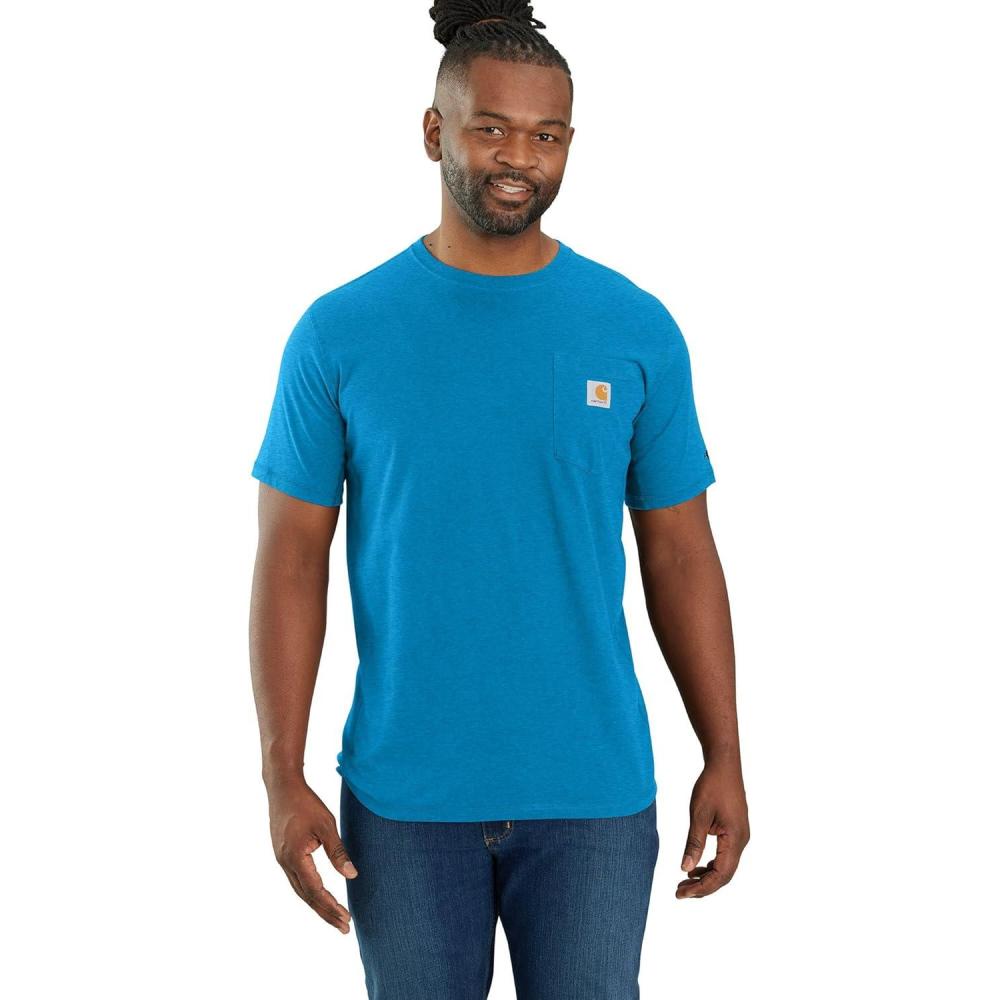 imageCarhartt Mens 104616 Force Relaxed Fit Midweight Short Sleeve PocketEngineer Blue Heather