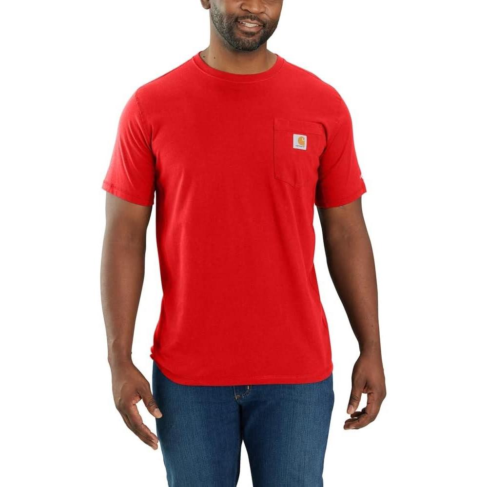 imageCarhartt Mens 104616 Force Relaxed Fit Midweight Short Sleeve PocketFire Red