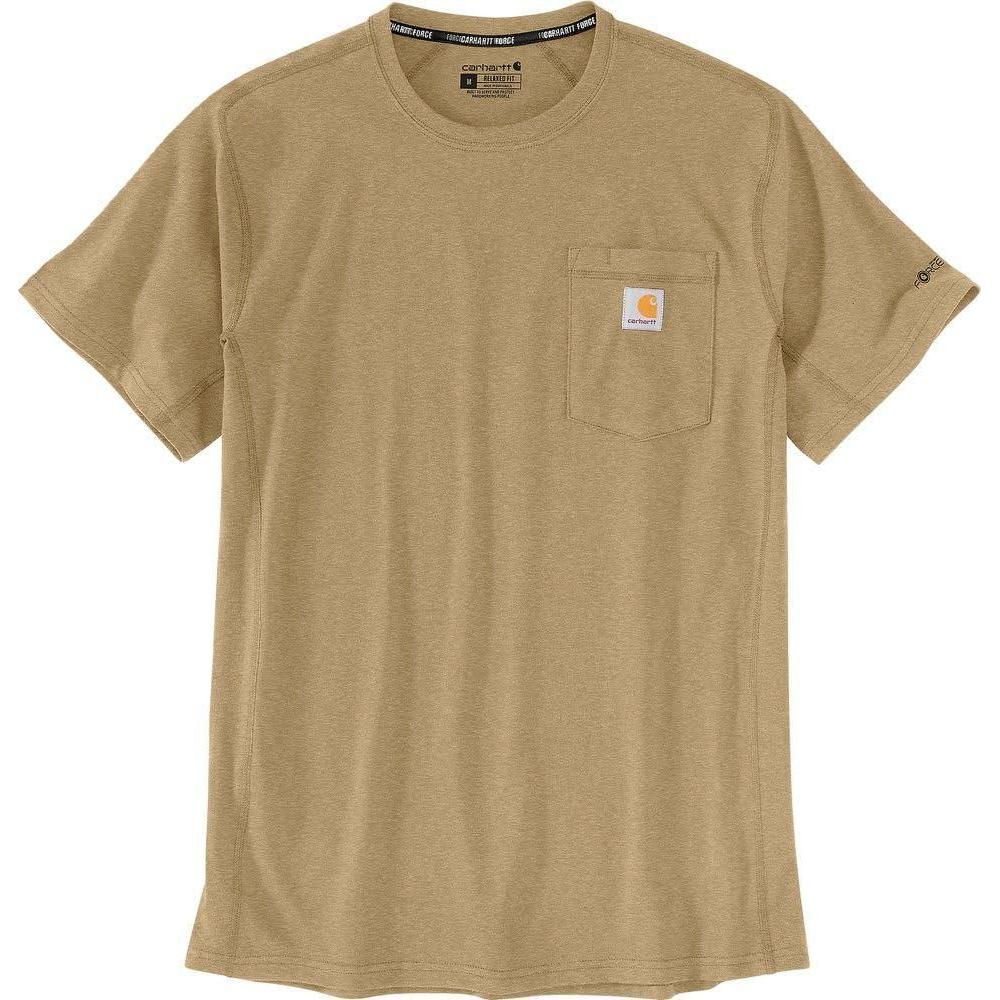 imageCarhartt Mens 104616 Force Relaxed Fit Midweight Short Sleeve PocketSandstone Heather