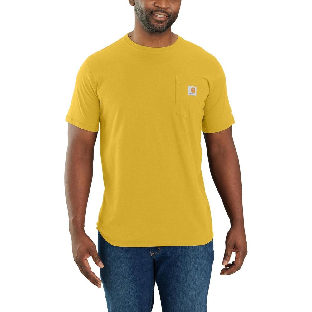 imageCarhartt Mens 104616 Force Relaxed Fit Midweight Short Sleeve PocketYellow Curry