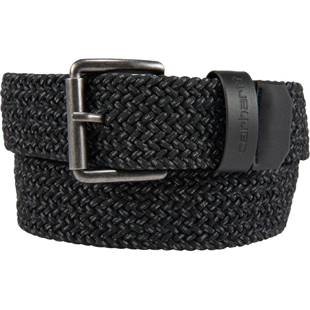 imageCarhartt Mens Casual Belts WHeavy Duty Flexible Stitching Available in Multiple Styles Colors ampamp SizesRugged Flex Nylon Cord Braided Black