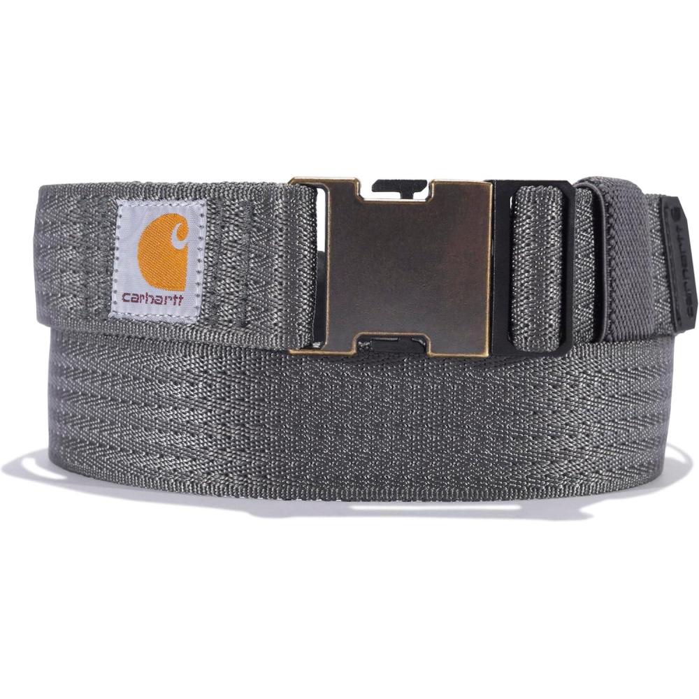 imageCarhartt Mens Casual Belts WHeavy Duty Flexible Stitching Available in Multiple Styles Colors ampamp SizesRugged Flex Nylon Webbing Gravel