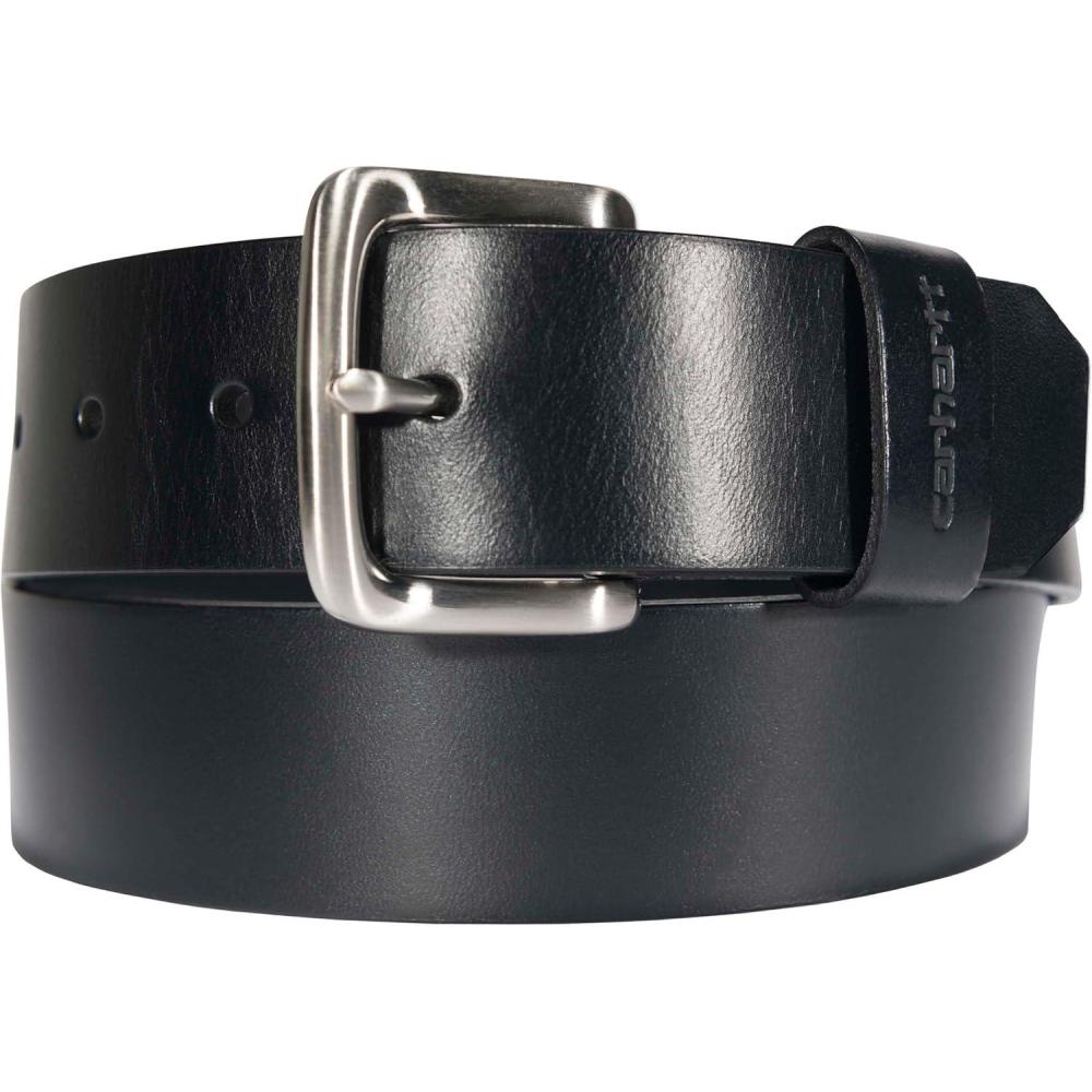 imageCarhartt Mens Casual Bridle Leather Belts Available in Multiple Styles Colors ampamp SizesBridle Leather Classic Buckle Black