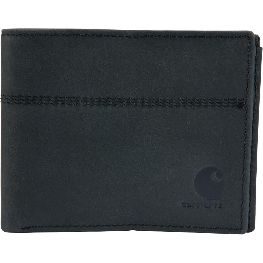 imageCarhartt Mens Casual Saddle Leather Wallets Available in Multiple Styles and ColorsBlack Bifold